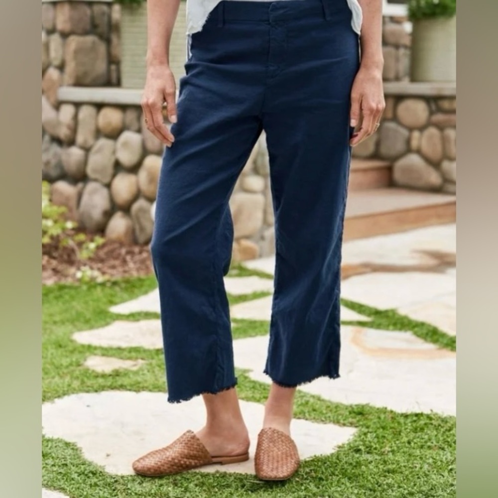 Frank & Eileen $298 Kinsale Italian Performance Linen Flax Size 4 - Navy Blue